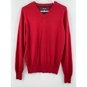 Point Zero Merino Wool Blend‎ Men’s Sweater, V-neck, Red, Sz. M. Soft Preppy
